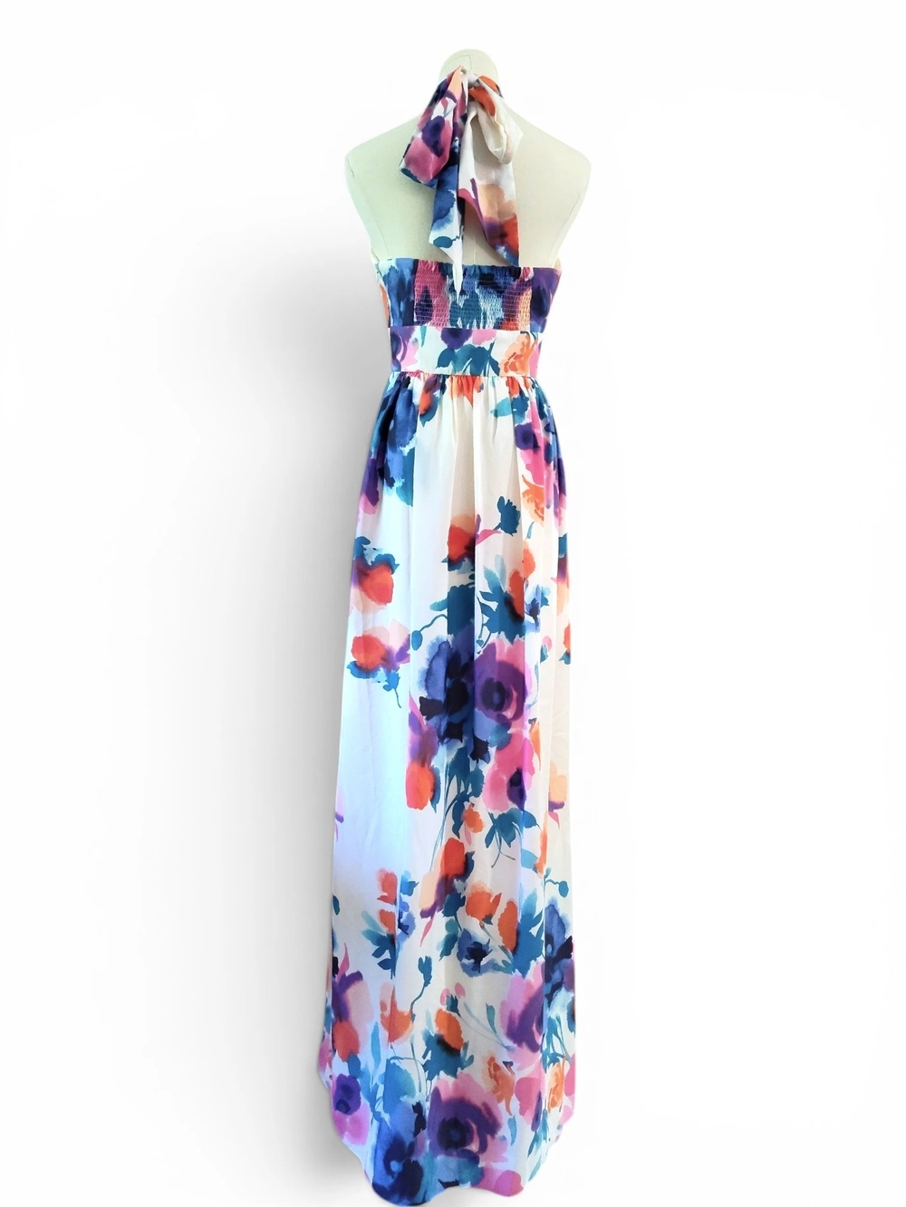 Eliza J Watercolor Floral Print Halter Maxi Dress Womens Size 6 - Picture 10 of 13